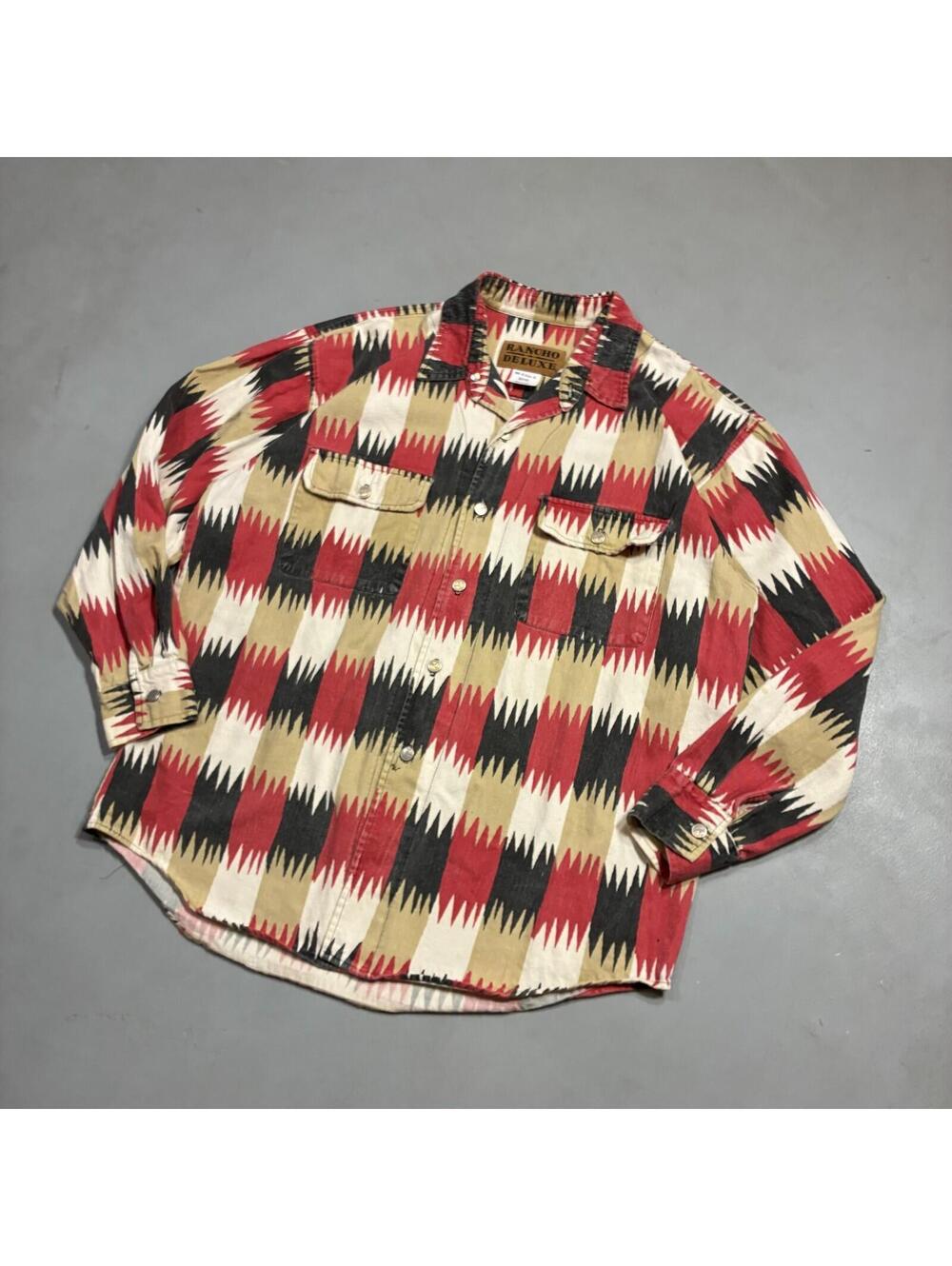 Rancho Deluxe Southwestern Print Snap Western Shirt Men's M Vintage USA 70s 80s